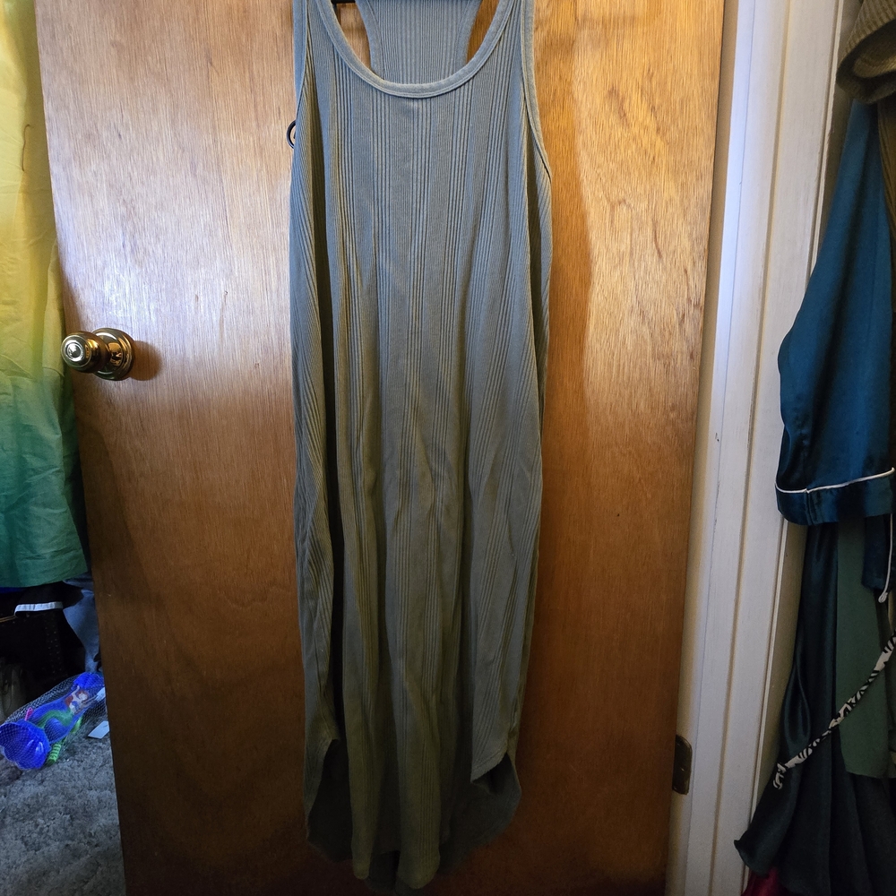 Aerie Racerback Ribbed Maxi Dress - Olive Green
